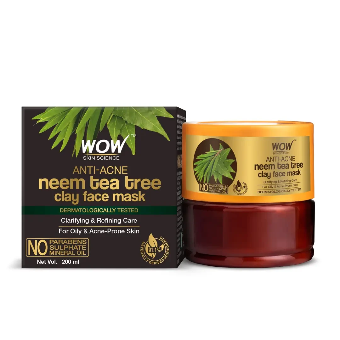 Wow Anti-Acne Neem & Tea Tree Clay Face Mask